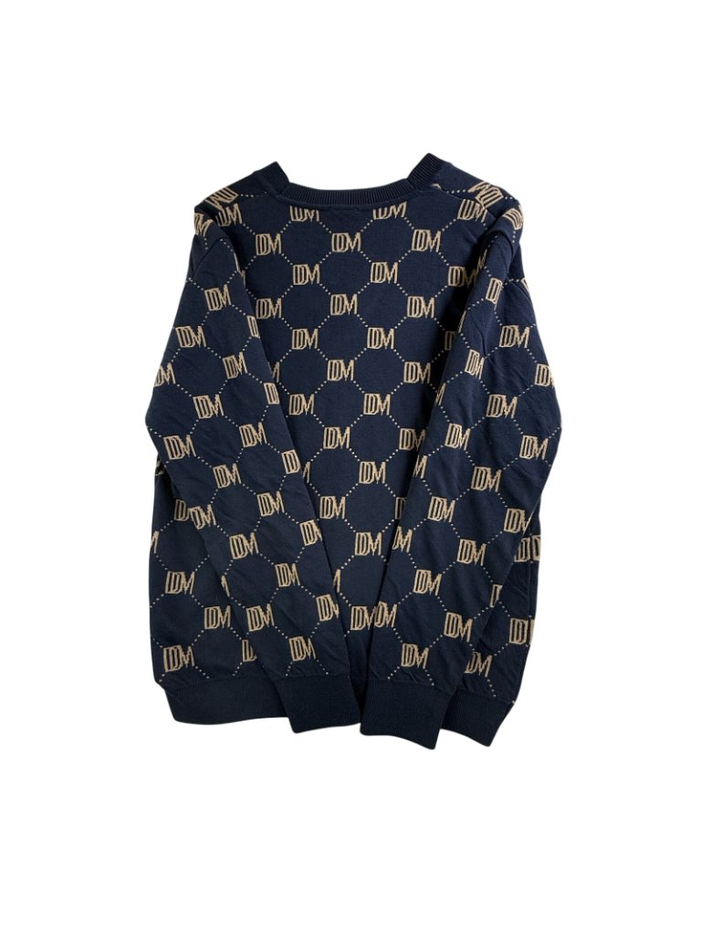 Dandy Del Mar Sweater Mens Medium Blue V Neck Cotton Knit Cardigan Logo Monogram — image 7 of 8